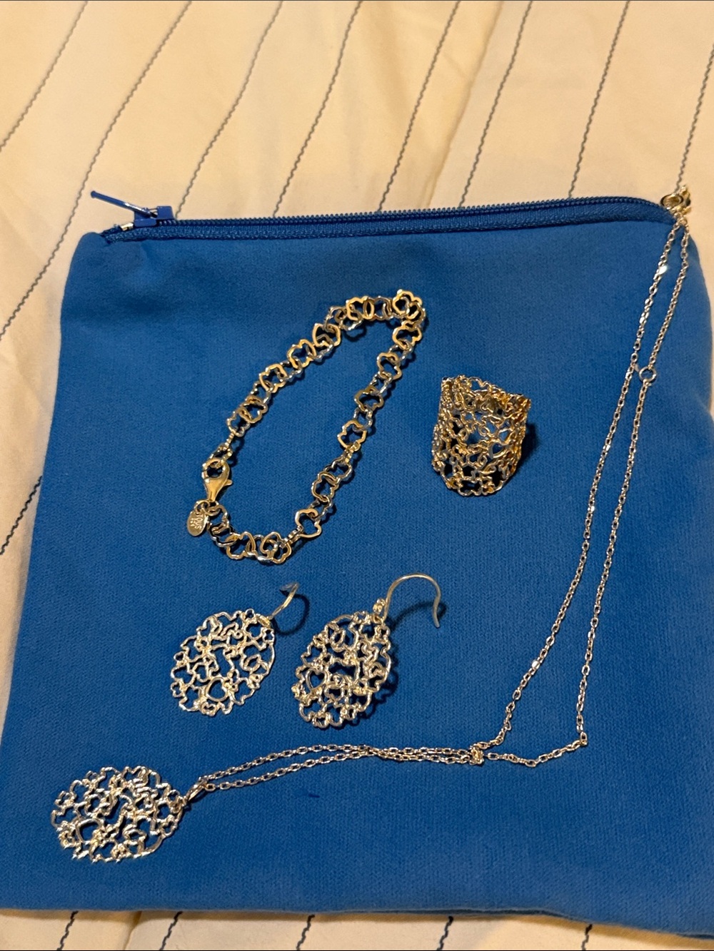 TOUS Silver Teddy Bear Filigree Jewelry Set